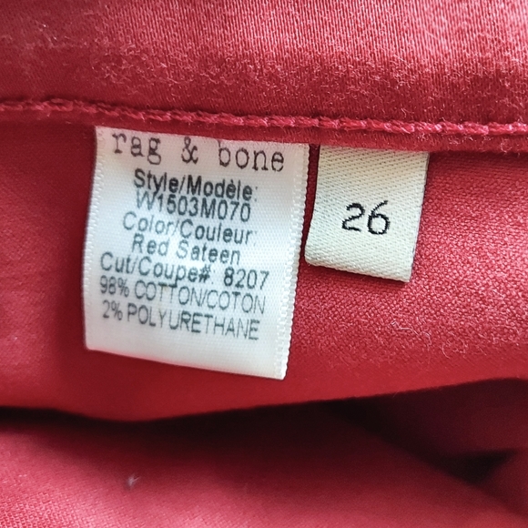 Rag & Bone Red Legging Jeans Size 26 - Picture 11 of 13